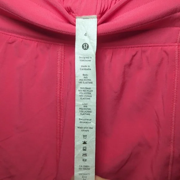 Lululemon Athletica Hot Pink Hotty Hot High Rise Shorts 4" Inseam Women's Size 4 - Picture 2 of 6